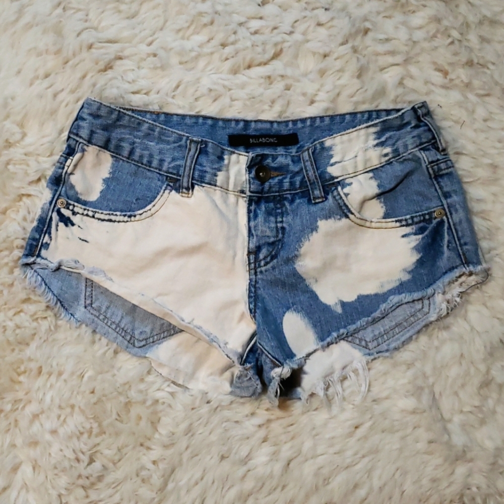 Billabong Laneway Bleach Tropical Colorful Distressed Denim Boho Shorts